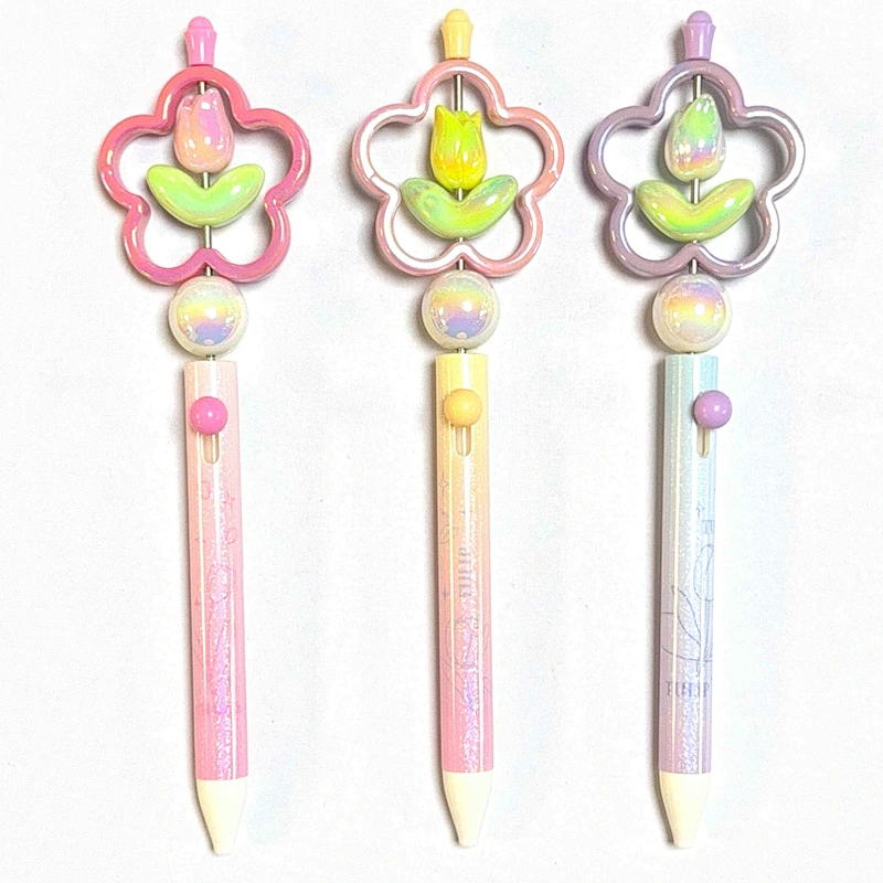 flower retractable gel ink pen