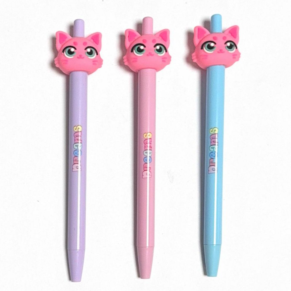 pen with cat silicone topper