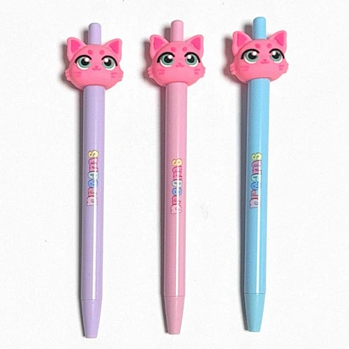 pen with cat silicone topper