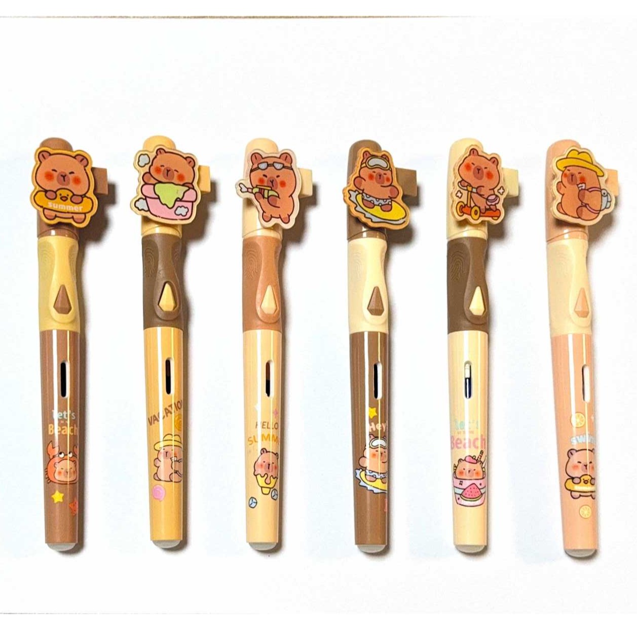 cute capybara topper erasable pen with clip