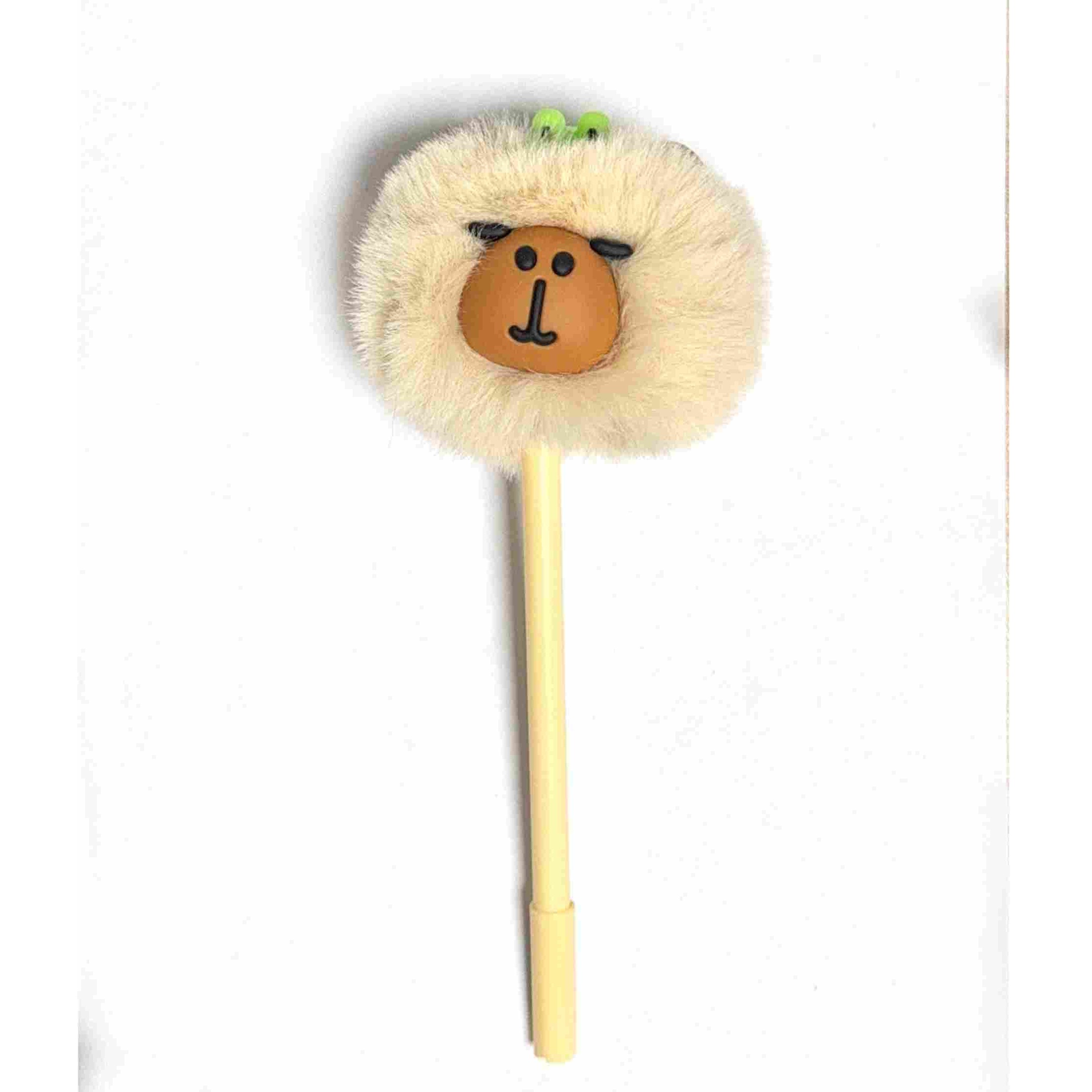 wool pom-pom pen with a little frog