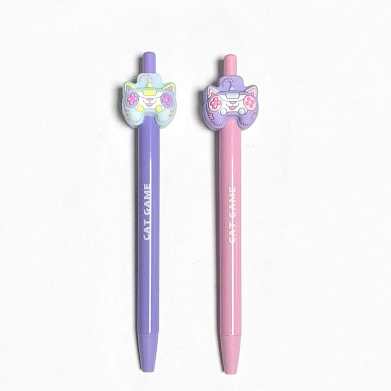 Pen with a cat-shaped game console silicone topper