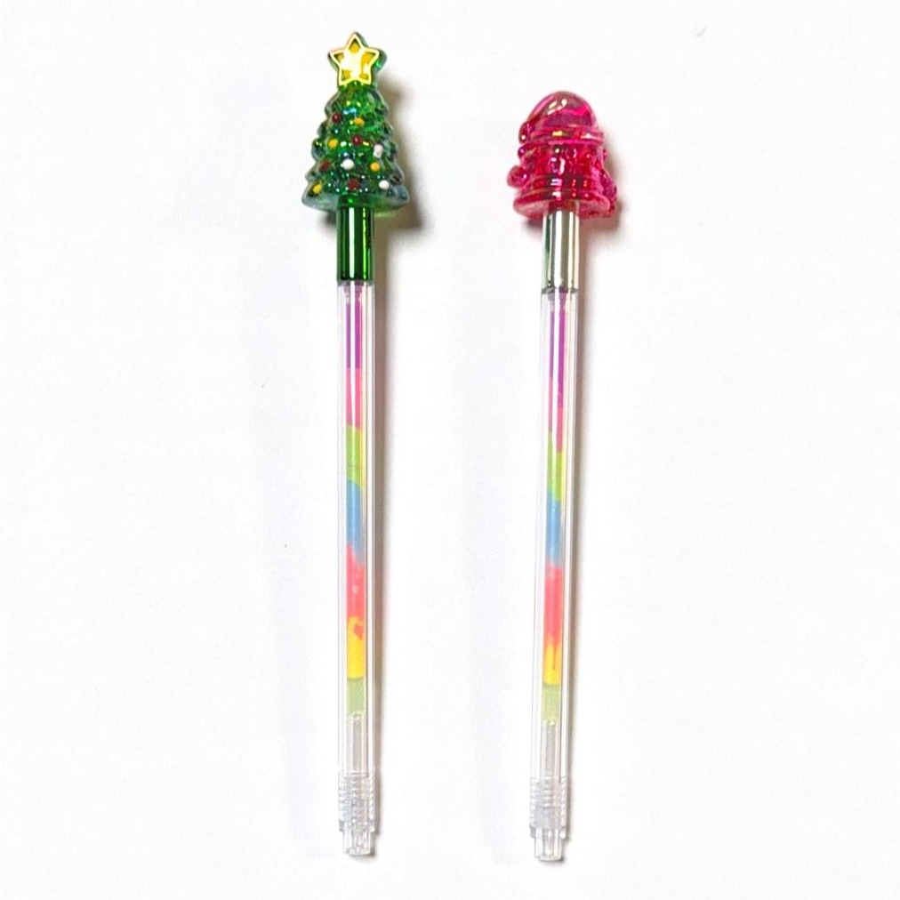 christmas tree and Santa Claus colored pen