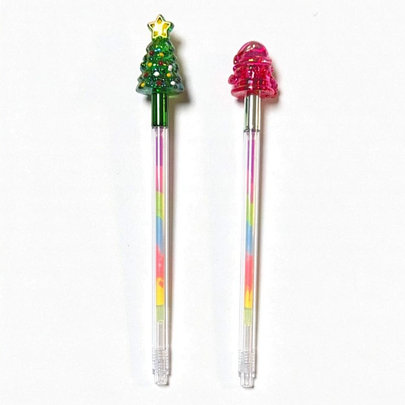 christmas tree and Santa Claus colored pen