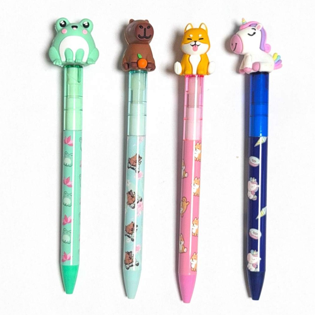 spinning pen with cute animal plush on top