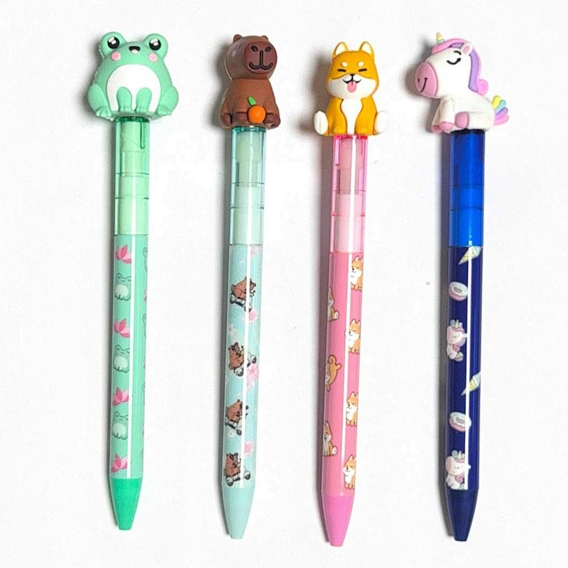 spinning pen with cute animal plush on top
