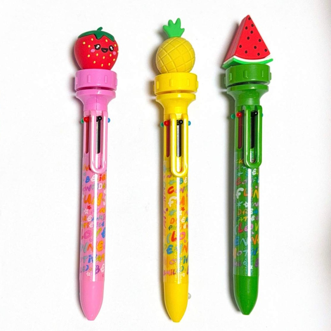 cute fruit spinning multi-color pen