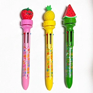 cute fruit spinning multi-color pen