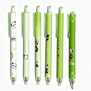 Green Gradient Panda Pattern Retractable Gel Pens
