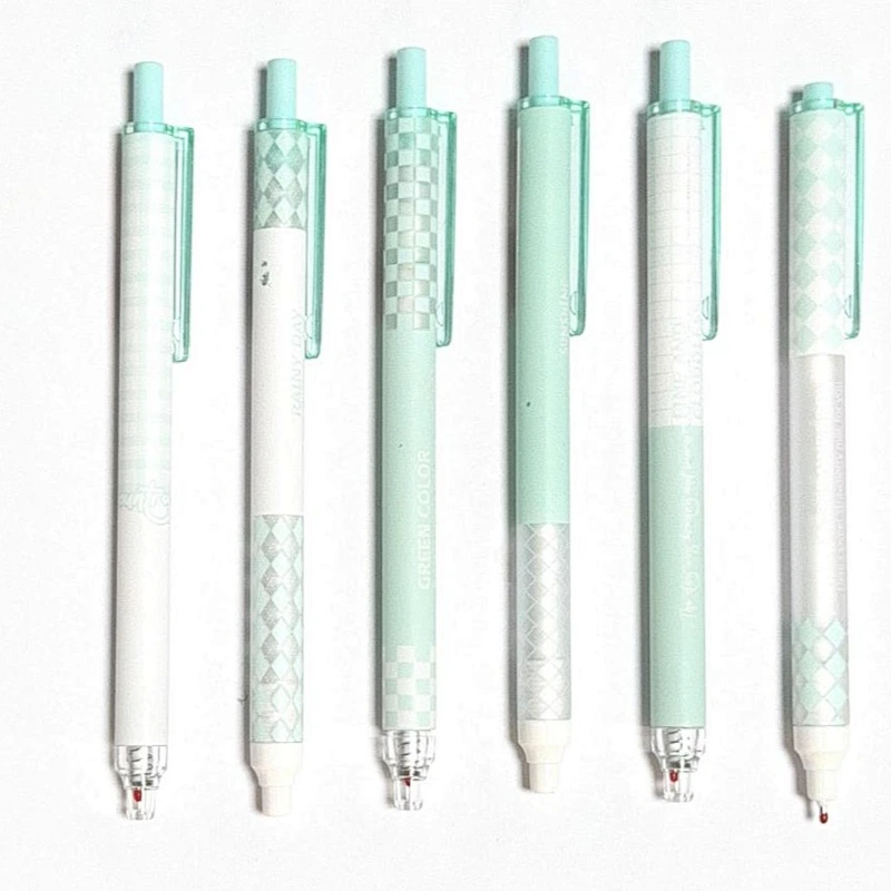 Mint Plaid Retractable Gel Pen