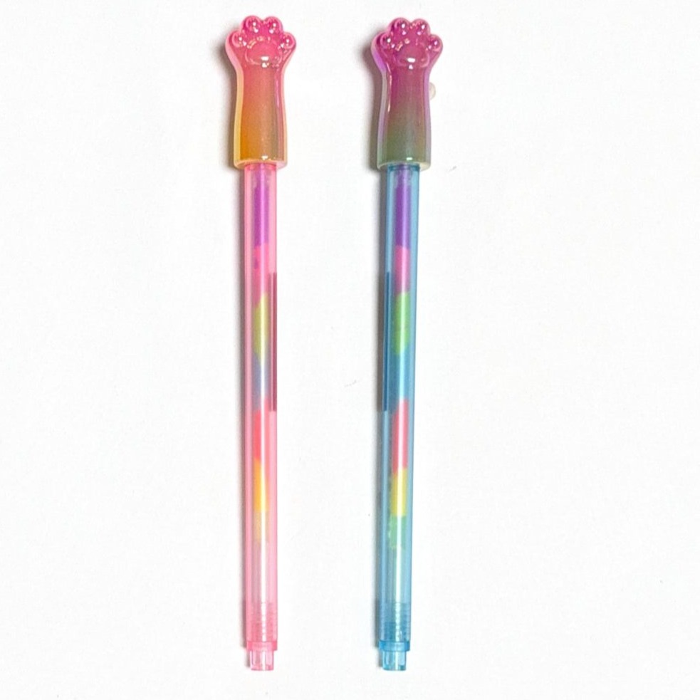Gradient Cat Paw Topper Rainbow Gel Pen