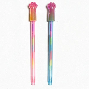 Gradient Cat Paw Topper Rainbow Gel Pen