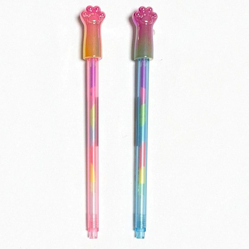 Gradient Cat Paw Topper Rainbow Gel Pen