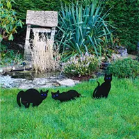 Black powder coated steel gardern decorative metal cats