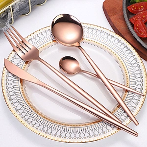 Black / Gold Stainless Steel Cutlery Flatware Fork and Spoon Sets