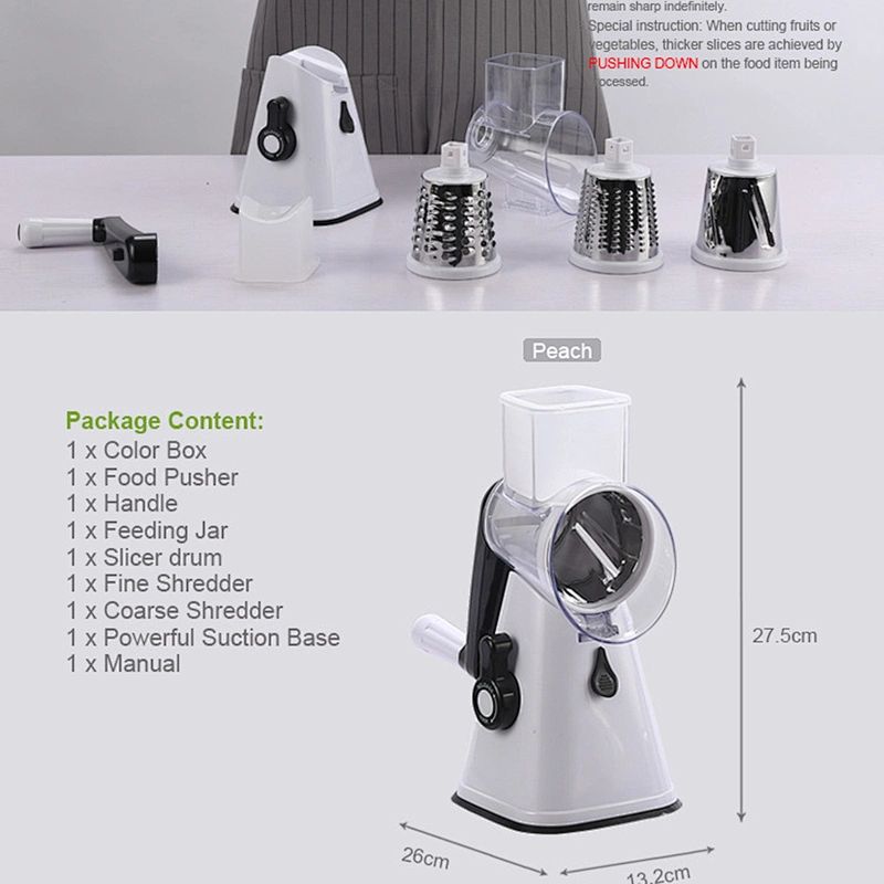 Multi-functional manual 3 blades vegetable cutter/slicer
