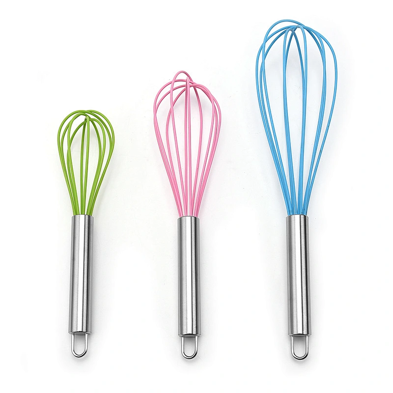Manual Colorful Silicone and 430 Stainless Steel Egg Beater / Whisk