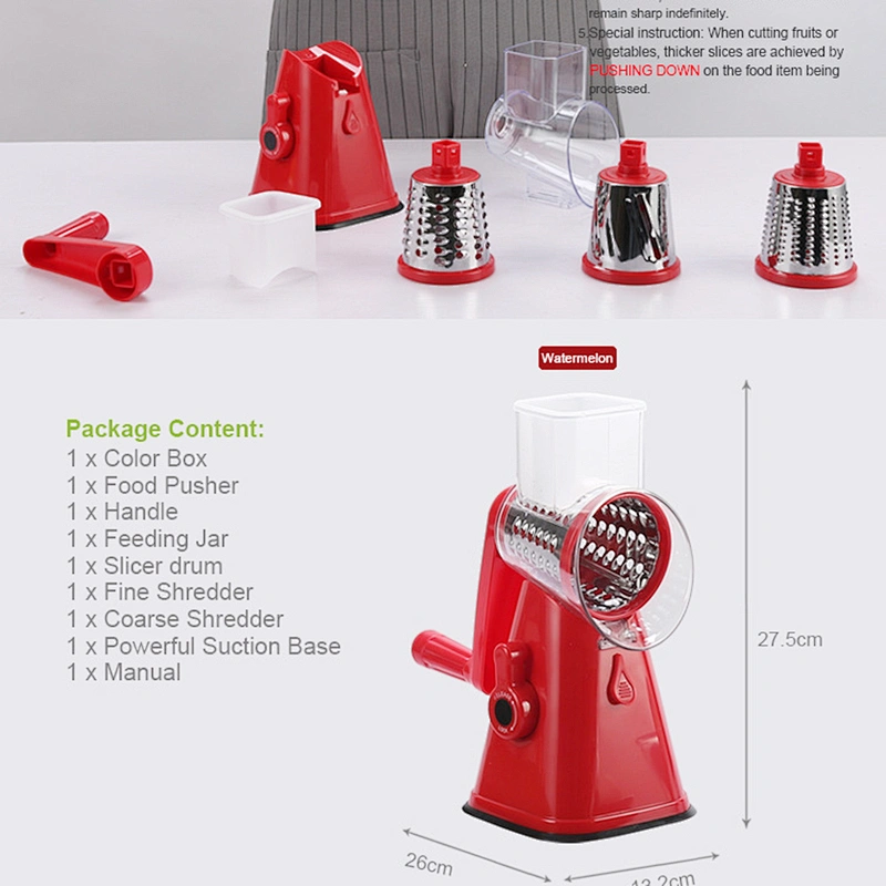 Multi-functional manual 3 blades vegetable cutter/slicer