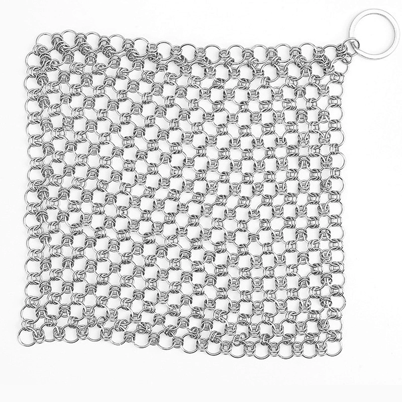 Wholesale Double Ring Stainless Steel Pot Clean Chainmail Mesh Scrubber