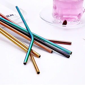 Wholesale Reusable Stainless Steel / Metal Drinking Straws With Brusher