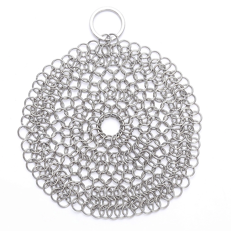 Wholesale Double Ring Stainless Steel Pot Clean Chainmail Mesh Scrubber