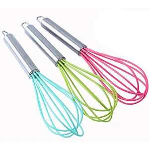 Manual Colorful Silicone and 430 Stainless Steel Egg Beater / Whisk
