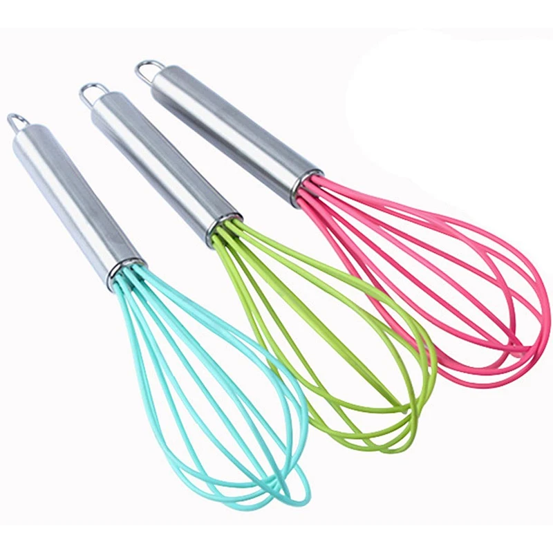 Manual Colorful Silicone and 430 Stainless Steel Egg Beater / Whisk