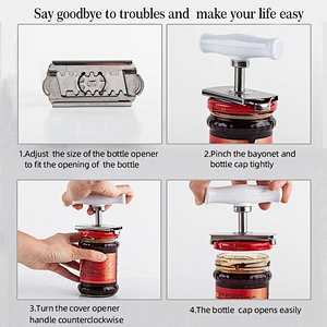 Multifunctional Adjustable Stainless Steel Jars / Cans / Bottles Opener