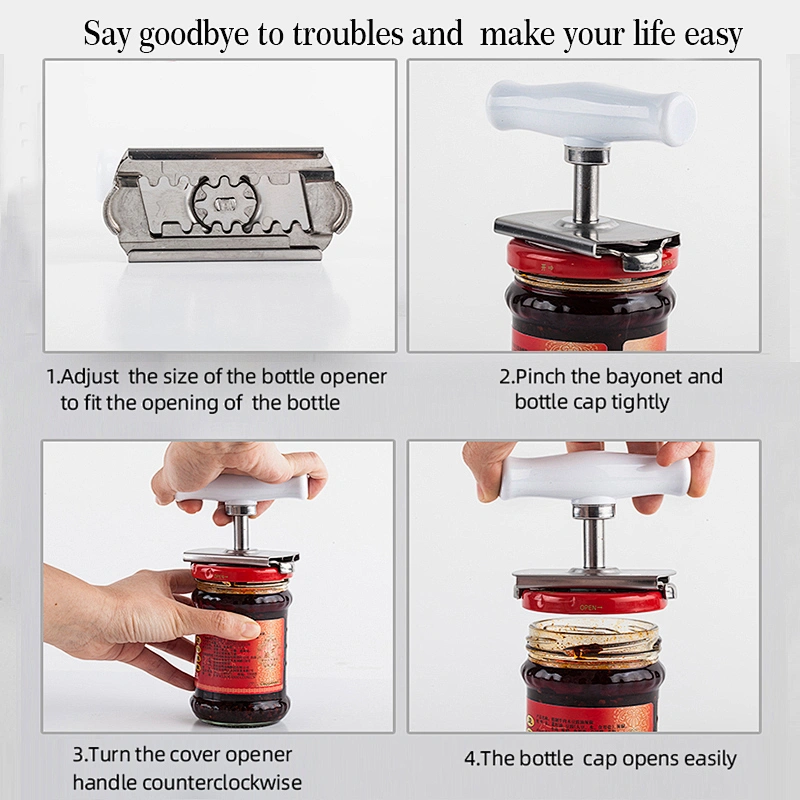 Multifunctional Adjustable Stainless Steel Jars / Cans / Bottles Opener