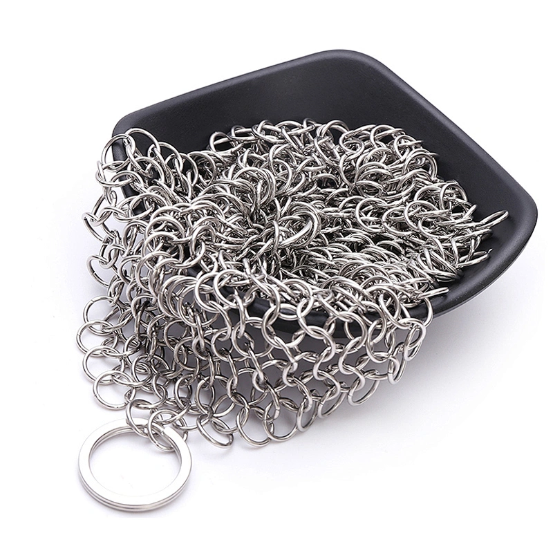 316 Stainless Steel Single Ring Mesh Chainmail Scrubber For Pot Cleaning
