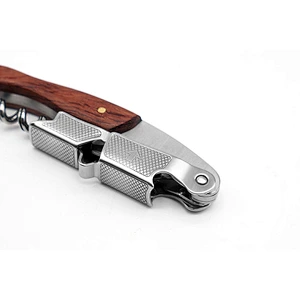Cheap steel and wood corkscrew wine opener