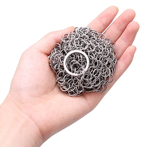 316 Stainless Steel Single Ring Mesh Chainmail Scrubber For Pot Cleaning