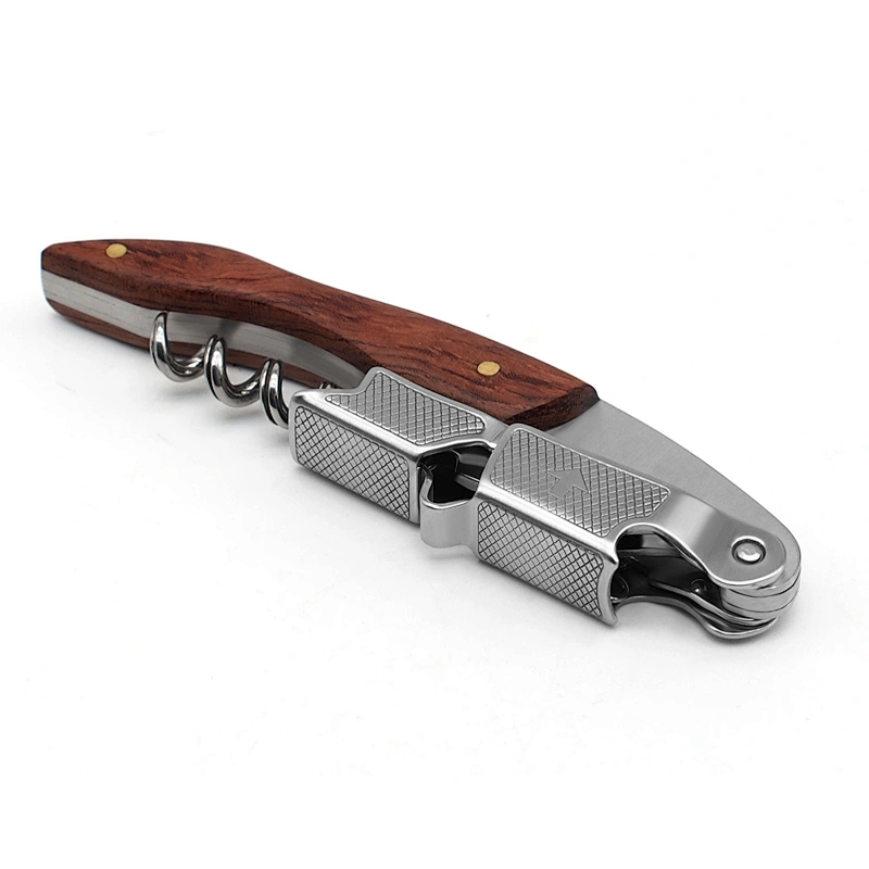 Manual Kitchen / Bar Accessories Wood and Steel Corkscrew Wine Opener