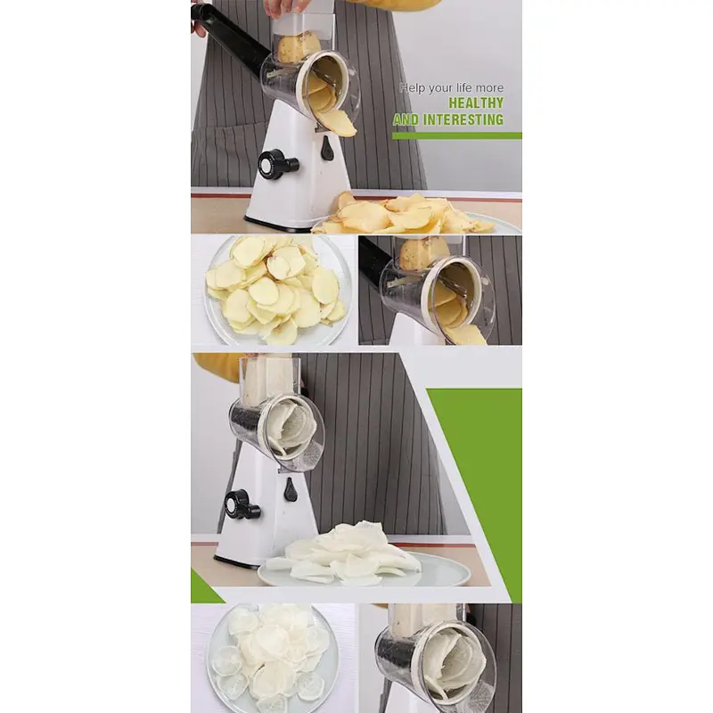 Multi-functional manual 3 blades vegetable cutter/slicer