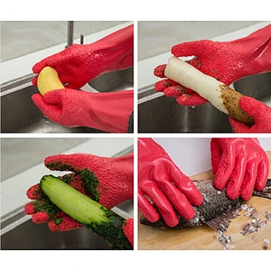 Household Kitchen Cleaning Non-slip PVC Vegetable , Potato Peeling Gloves