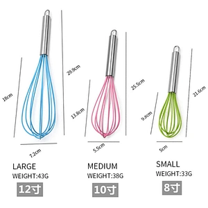 Manual Colorful Silicone and 430 Stainless Steel Egg Beater / Whisk