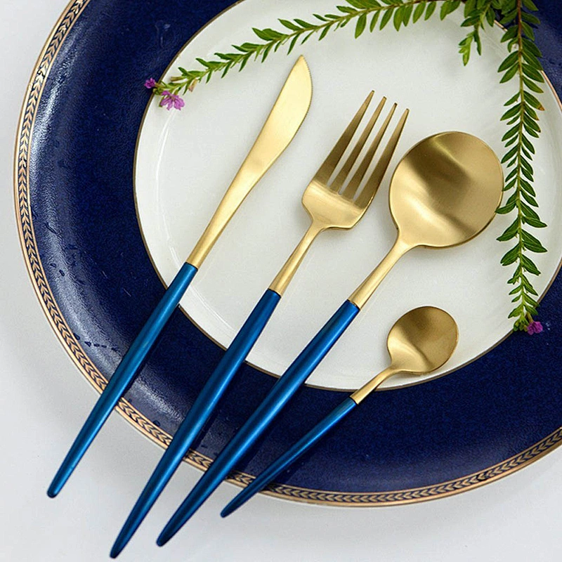 Black / Gold Stainless Steel Cutlery Flatware Fork and Spoon Sets