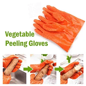 Household Kitchen Cleaning Non-slip PVC Vegetable , Potato Peeling Gloves