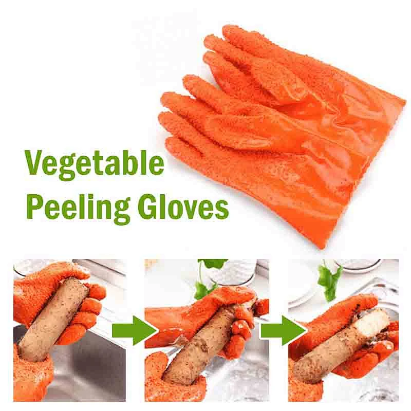 Household Kitchen Cleaning Non-slip PVC Vegetable , Potato Peeling Gloves