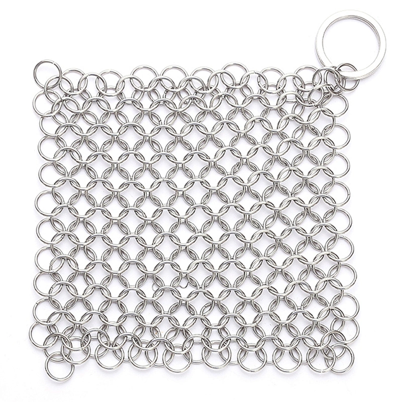 SGS Certificated Stainless Steel Single Ring Chainmail Mesh Scrubber For Cleaning