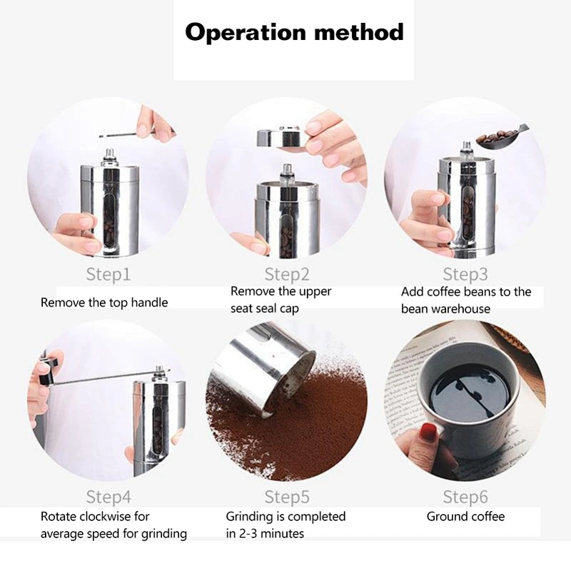 Fashionable Handcraft Plastic or Stainless Steel Manual Coffee Bean Mill Grinder