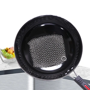 Wholesale Double Ring Stainless Steel Pot Clean Chainmail Mesh Scrubber