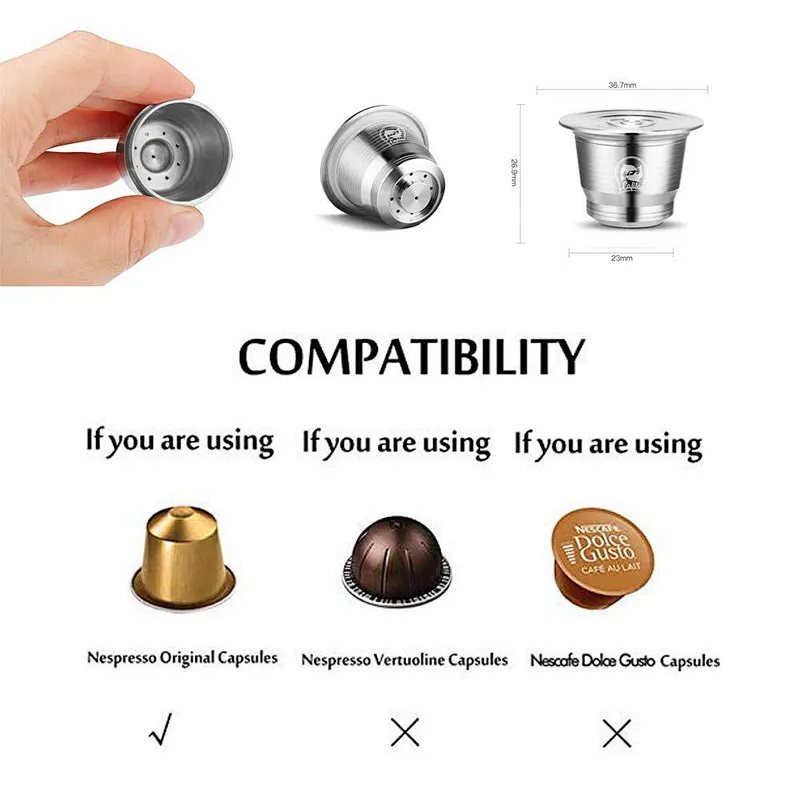 Reusable Easily Cleaning Stainless Steel / Metal Coffee Capsules Pods
