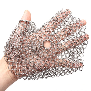 316 Stainless Steel Single Ring Mesh Chainmail Scrubber For Pot Cleaning