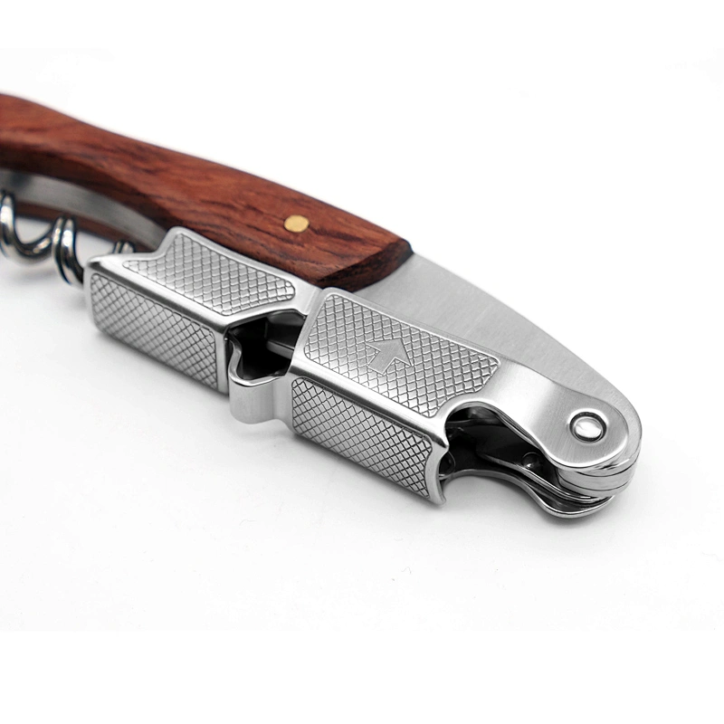Manual Kitchen / Bar Accessories Wood and Steel Corkscrew Wine Opener