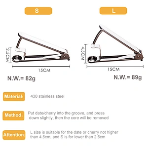 Hot Sale Handheld 430 Stainless Steel Fruit Cherry Date Corer Remove Pitter