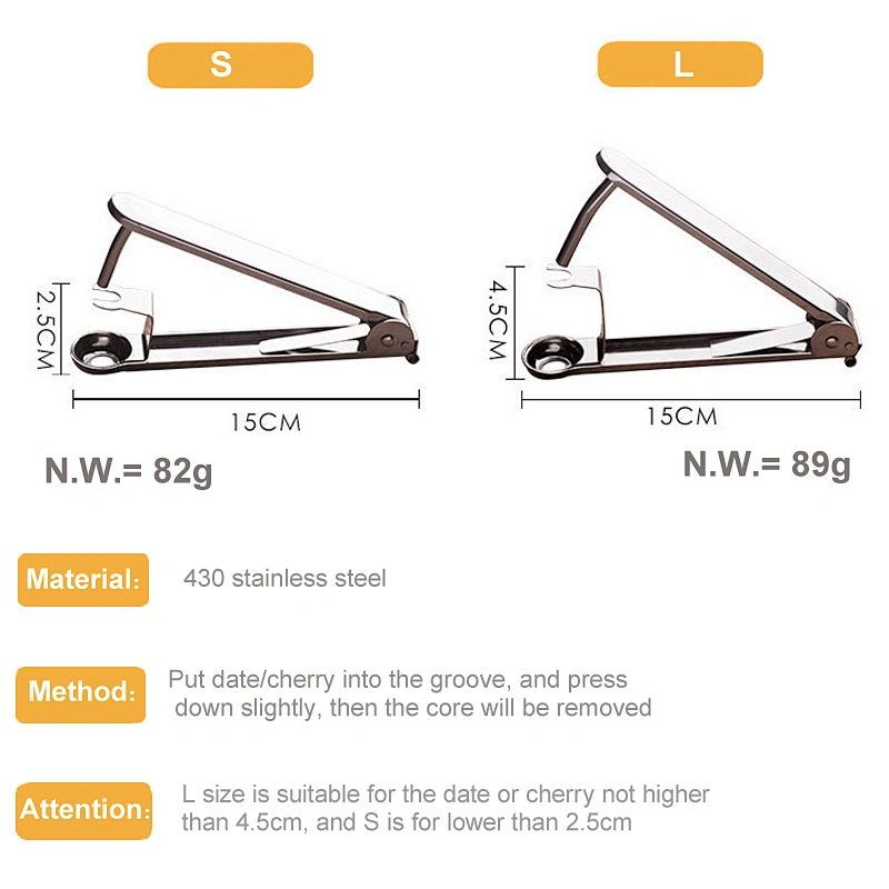 Hot Sale Handheld 430 Stainless Steel Fruit Cherry Date Corer Remove Pitter