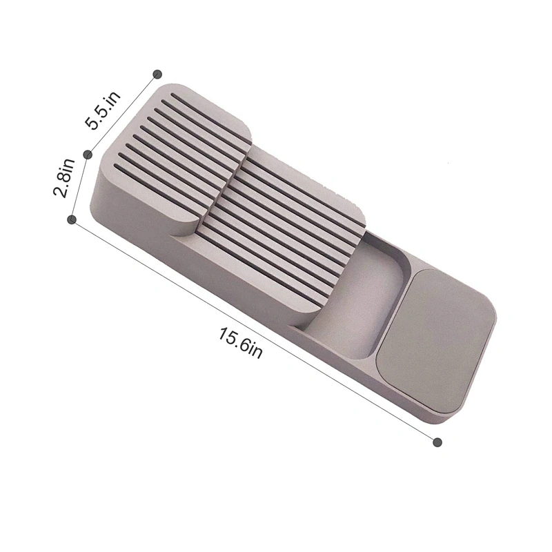 PP Plastic Kitchen Drawer Organizer Silicone Cutlery and Knife Tray