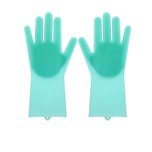Non Slip Reusable Silicone Dishwashing / Cleaning Gloves For Dish Scrubber