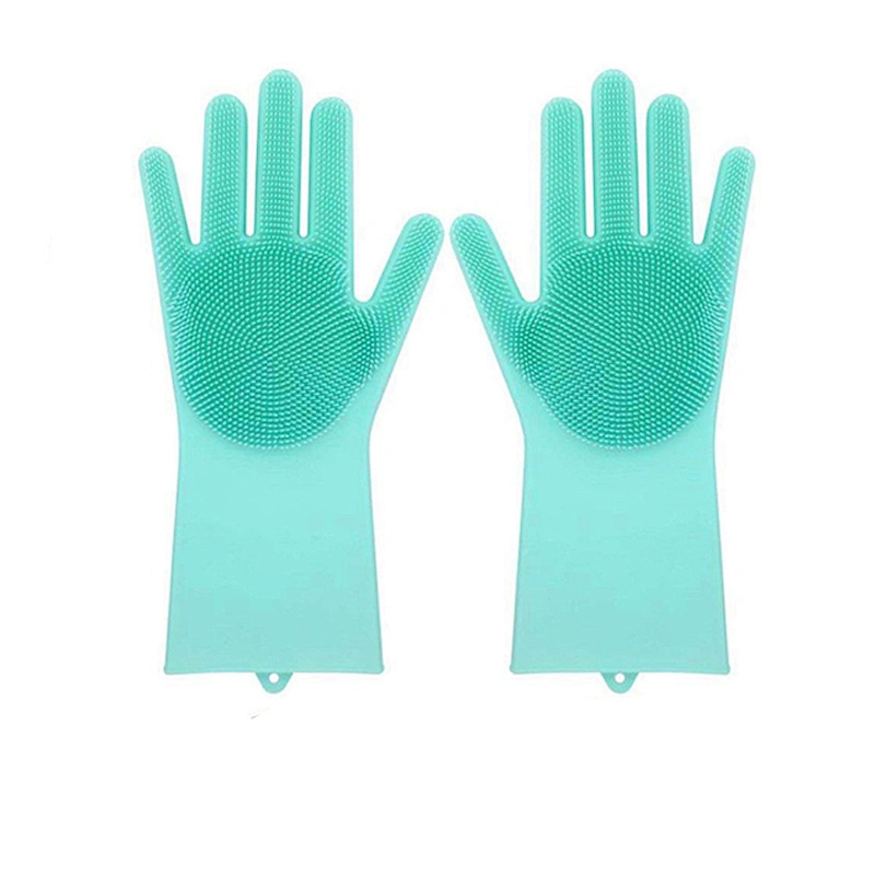 Non Slip Reusable Silicone Dishwashing / Cleaning Gloves For Dish Scrubber